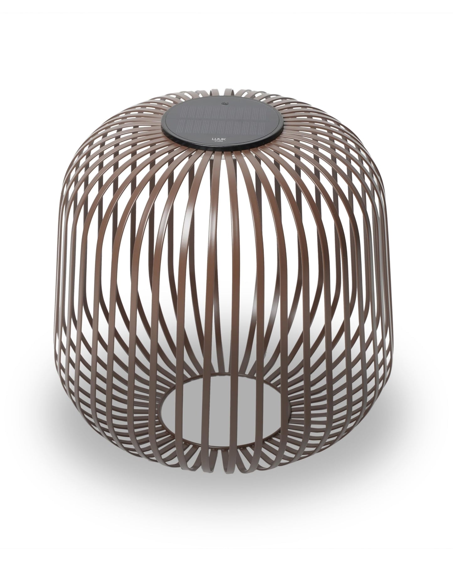 LUUK Studio Solis Wireless Solar LED Ambient Table Light, Warm White, 3 Dimmable Levels, Indoor & Outdoor, Solar & USB-C Rechargeable, Living Room, Bedside, Organic Contemporary, Walnut Brown, Size L