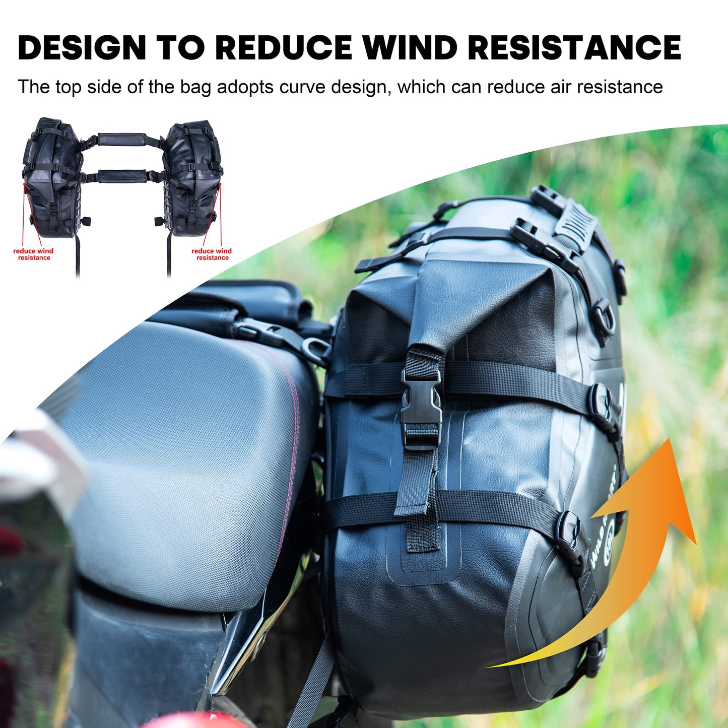 WILD HEART Motorcycle Saddlebags Waterproof 36L (18L*2) Side Saddlebags Pannier Bag Trunk Motorcycle Accessory Riding Storage Space (18L*2,Black)