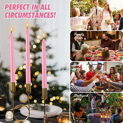 10 Inch Pink Taper Candles Set of 20, Dripless and Unscented Candle Sticks for Dinner, Shabbat, Halloween, Christmas, Wedding, 8 Hours