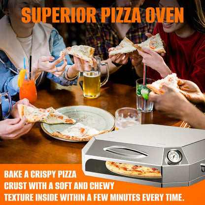 Onlyfire Stainless Steel Grill Top Pizza Oven Kit, Portable Pizza Maker for Gas Charcoal Pellet Grill, Flip-Open Lid, Includes Pizza Stone, Pizza Peel & Thermometer, Fits Weber Napoleon