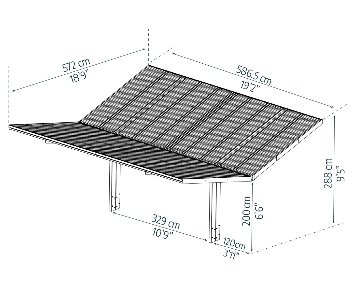 Palram - Canopia Sydney 19 Ft. x 19 Ft. Carport, Black & Gray