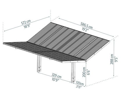 Palram - Canopia Sydney 19 Ft. x 19 Ft. Carport, Black & Gray