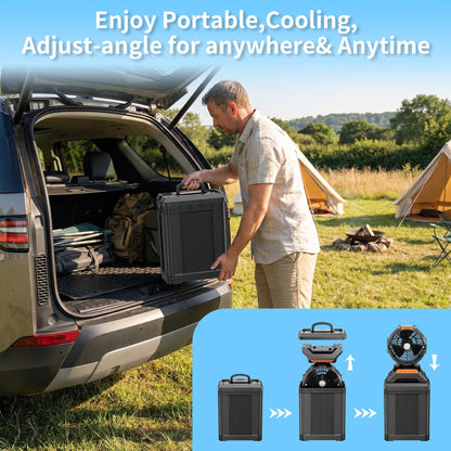 WESTTREE Misting Fan Portable with 15L Large Bucket, 4-in-1 Mist 8 Modes Spray Fan with Retractable Handle & Oscillating Outdoor Camping Fan,36H Runtime, 4-Level Wind Speed/Lighting for Tent