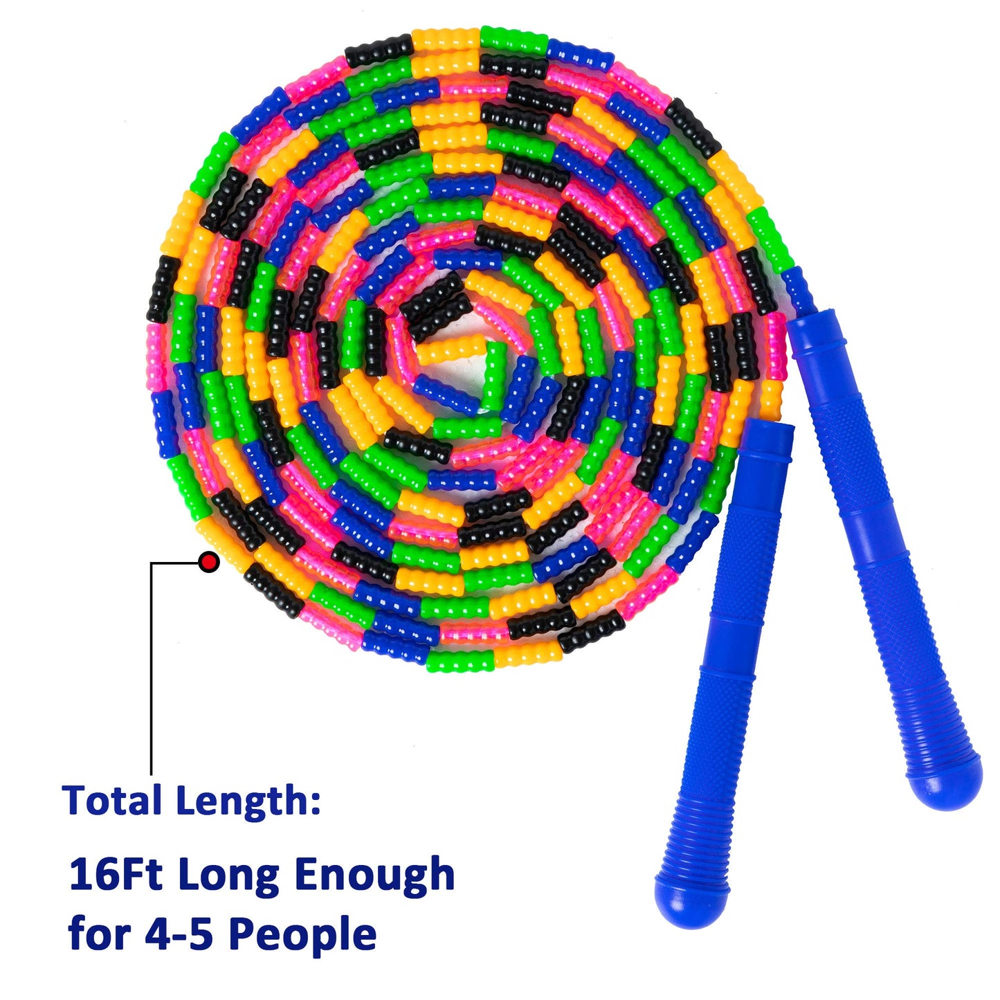 Double Dutch Jump Rope 16 Ft 2 Pack, Long Jump Rope for Kids Adults, Skipping Rope Soft Beaded Multiperson