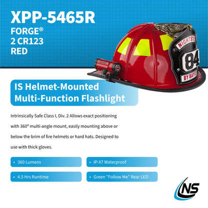 Nightstick XPP-5465R Forge™ Intrinsically Safe Helmet-Mounted Multi-Function Flashlight, Red