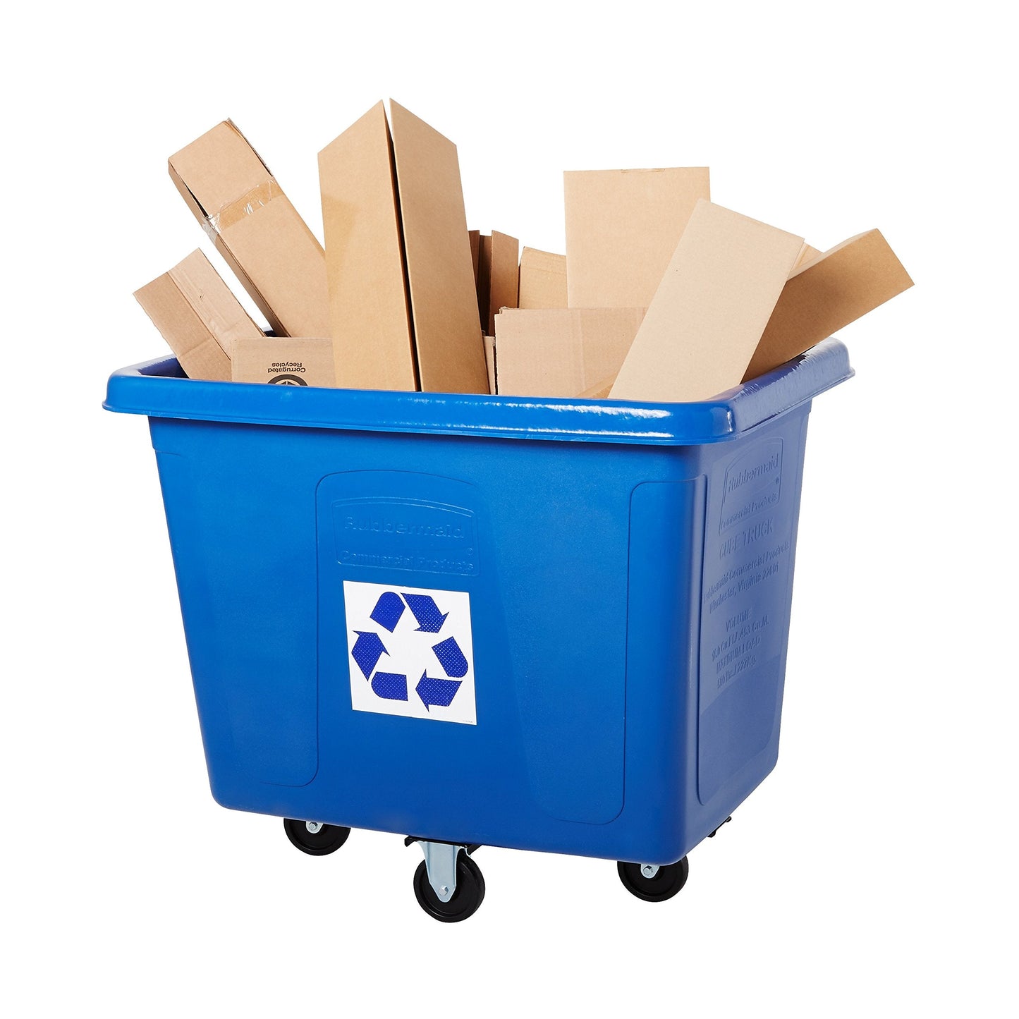 Rubbermaid Commercial 461673BE Recycling Cube Truck, Rectangular, Polyethylene, 500lb Cap, Blue