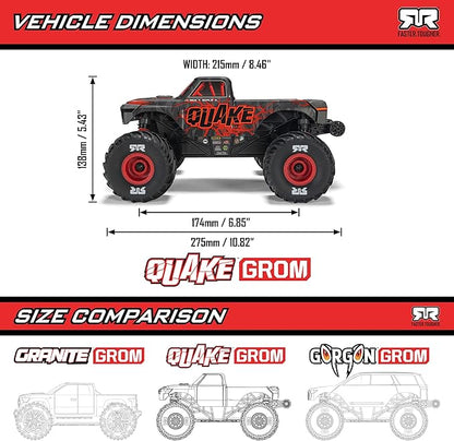 ARRMA RC Truck 1/16 Quake GROM 4X4 RTR Brushed Monster Truck (Battery &amp Charger Included) Purple ARA2137T3
