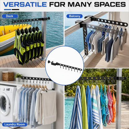 Sintuff Life Vest Holder Aluminum Drying Rack Holds up to 8 Life Vests Wetsuit Hanger Vest Hanger Collapsible Dock Organizer for Pfds & Floats, Fits a 0.67-2.56 in Square Post, No-Drill Installation