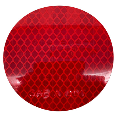 3" Inch Round DOT-SAE Amber/Red High Visibility Reflective Stick-On Prism Reflector | Strong Adhesive/Weatherproof | Trailer Camper RV Flatbed Fender Property Boat Marine (Red, Qty 100)