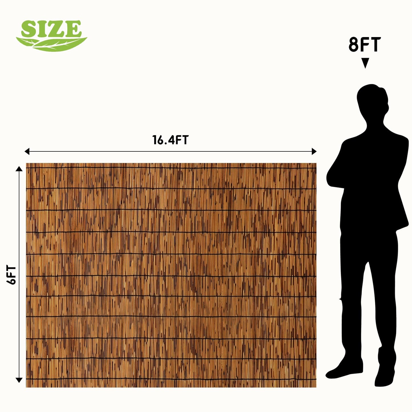 TOOKNIN Natural Reed Fence,6FT X 16.4FT Bamboo Fencing Privacy Reed Screening for Outdoor, Gallery, Restaurant, Hotel, Patio (Brown)
