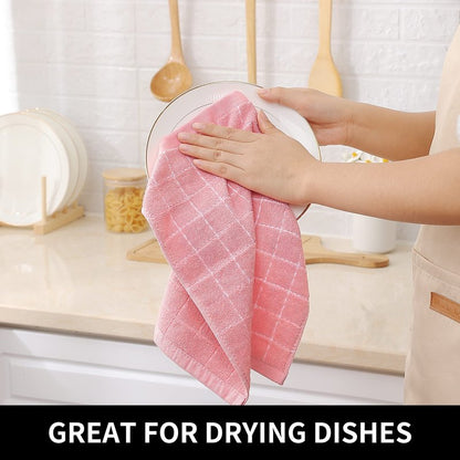 Homaxy 100% Cotton Terry Kitchen Dish Cloths, Ultra Soft and Absorbent Dish Towels for Kitchen, Suitable for Drying and Washing Dishes, 18 Pack, 12 x 12 Inches, Pink