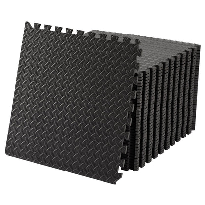 OLIXIS Interlocking Foam/Rubber Floor Tiles, 1/2 Inch Thick Non-Slip Gym Flooring Mats for Home Gym, Garage & Workout Space, 6/12/36 Pcs