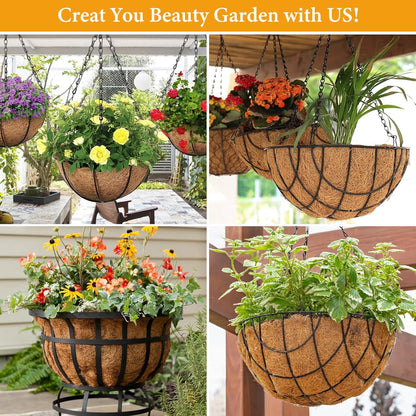 Legigo 8-Inch Coco Fiber Hanging Basket Liners - 4 Pack of 100% Natural Round Planter Inserts