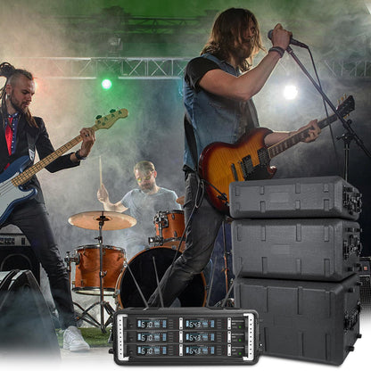 6U Rack Molded Pro-Audio PA DJ Flight Case - 17" Depth, Waterproof, Hard Protective Case with Customized Foam, Wireless Mic Storage