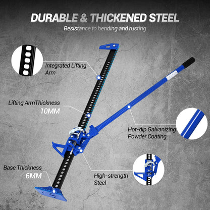 60" Farm Jack 3 Ton Heavy Duty, Hi-Lift Off Road Jack for Truck SUV Tractor - 7000LB Capacity, Ratcheting Lift 5.12-52"