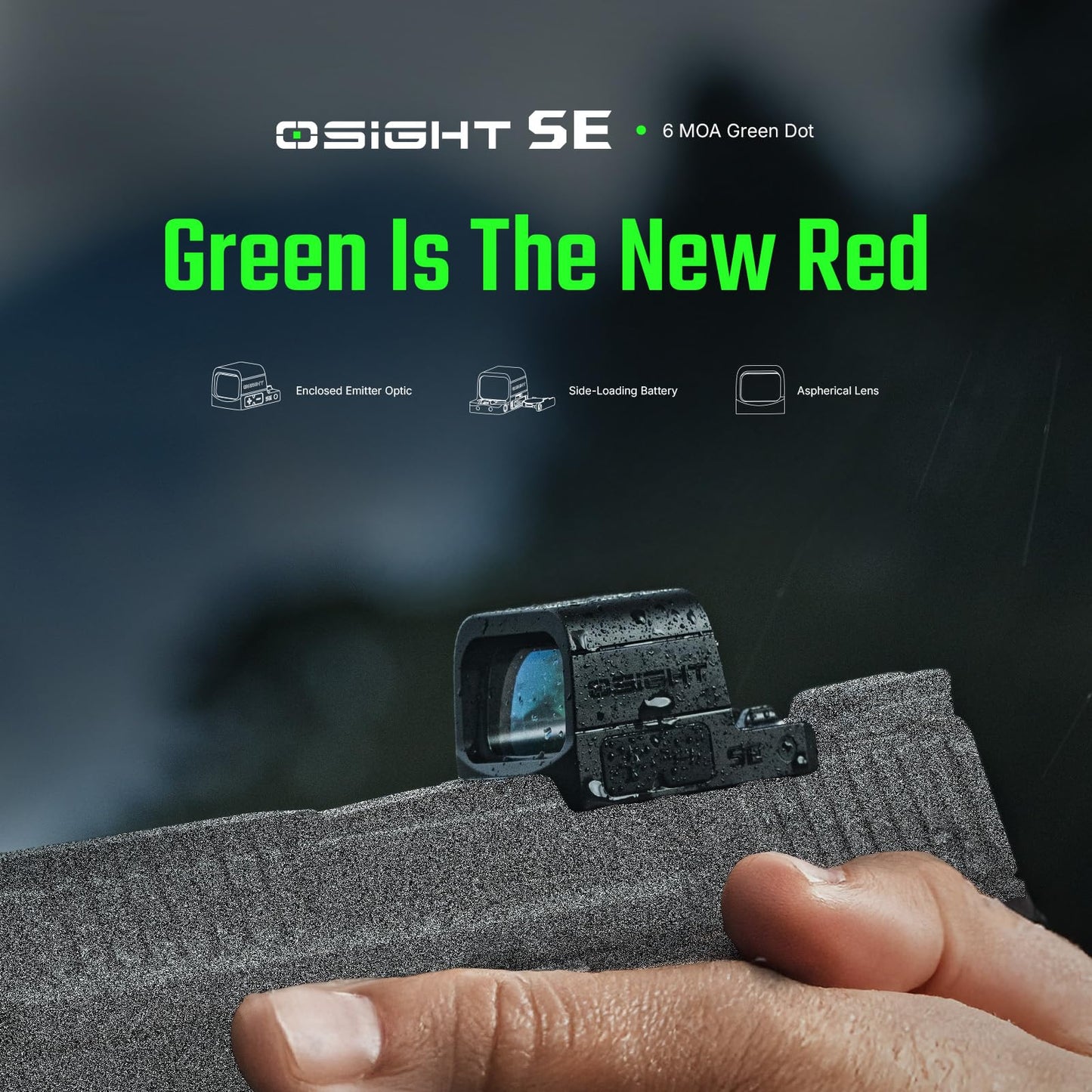 OSIGHT SE 6 MOA Green Dot Enclosed Micro Sight with RMSc/K Footprint, Parallax-Free Durable Optic for Subcompact Setups