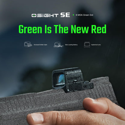 OSIGHT SE 6 MOA Green Dot Enclosed Micro Sight with RMSc/K Footprint, Parallax-Free Durable Optic for Subcompact Setups