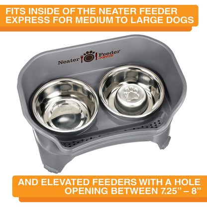 Neater Pet Brands Stainless Steel Slow Feed Dog Bowl for Fast Eating Large Breed, Metal Slow Feeder Dog Bowl Fits in Large Neater Feeders, for Puppy or Dogs (>40 lbs), 3 Cup Food Capacity