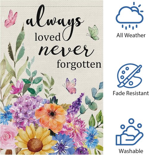 Heyfibro Memorial Garden Flag - Double-Sided Burlap Butterfly Design | 12x18 Inch Sympathy Decor