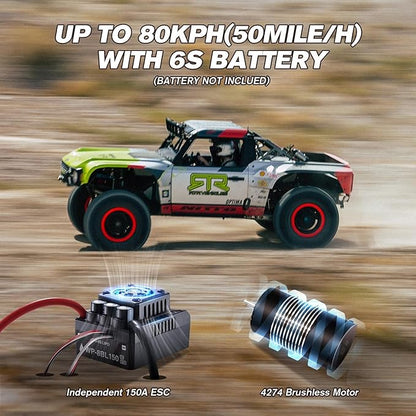 FMS 1/7 Ford Bronco RTR EB Fast RC Truck – Licensed by Ford &amp RTR Vehicles 80km/h Short Course Truck 4WD Brushless RC Car CNC Metal Parts Off-Road Rock Crawler 4x4 for Adults (2025 paint schem