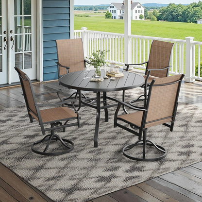 Soohow Outdoor Dining Chairs Set of 2, 360°Swivel Patio Dining Chair with Textilene Fabric, Outdoor Metal Armchair All Weather Resistant, Ergonomic Comfort, Perfect for Patio, Backyard, Balcony