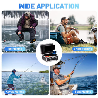 1200TVL HD Underwater Ice Fishing Camera with DVR (Includes 32GB Card) & 7" 1024x600 Monitor, 30m Cable, 10000mAh, 12 White+12 IR LEDs, Aluminium Case