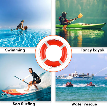 Life Ring 28" Life Preserver Ring Boat Safety Throw Rings with Water Floating Lifesaving Rope Life Rings Buoy with Reflective Tape for Rescue Lifesaving Orange