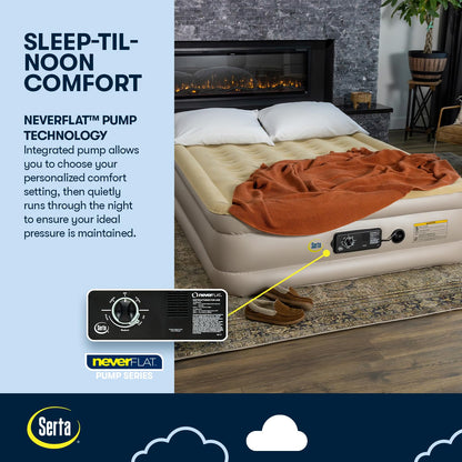 Serta Raised Air Mattress with Never Flat Pump | Size: Queen 18" | Luxury Inflatable Mattress - Built in Air Pump to Ensure a Good Night’s Rest | Heavy Duty Blow Up Mattress with Self Inflating Pump