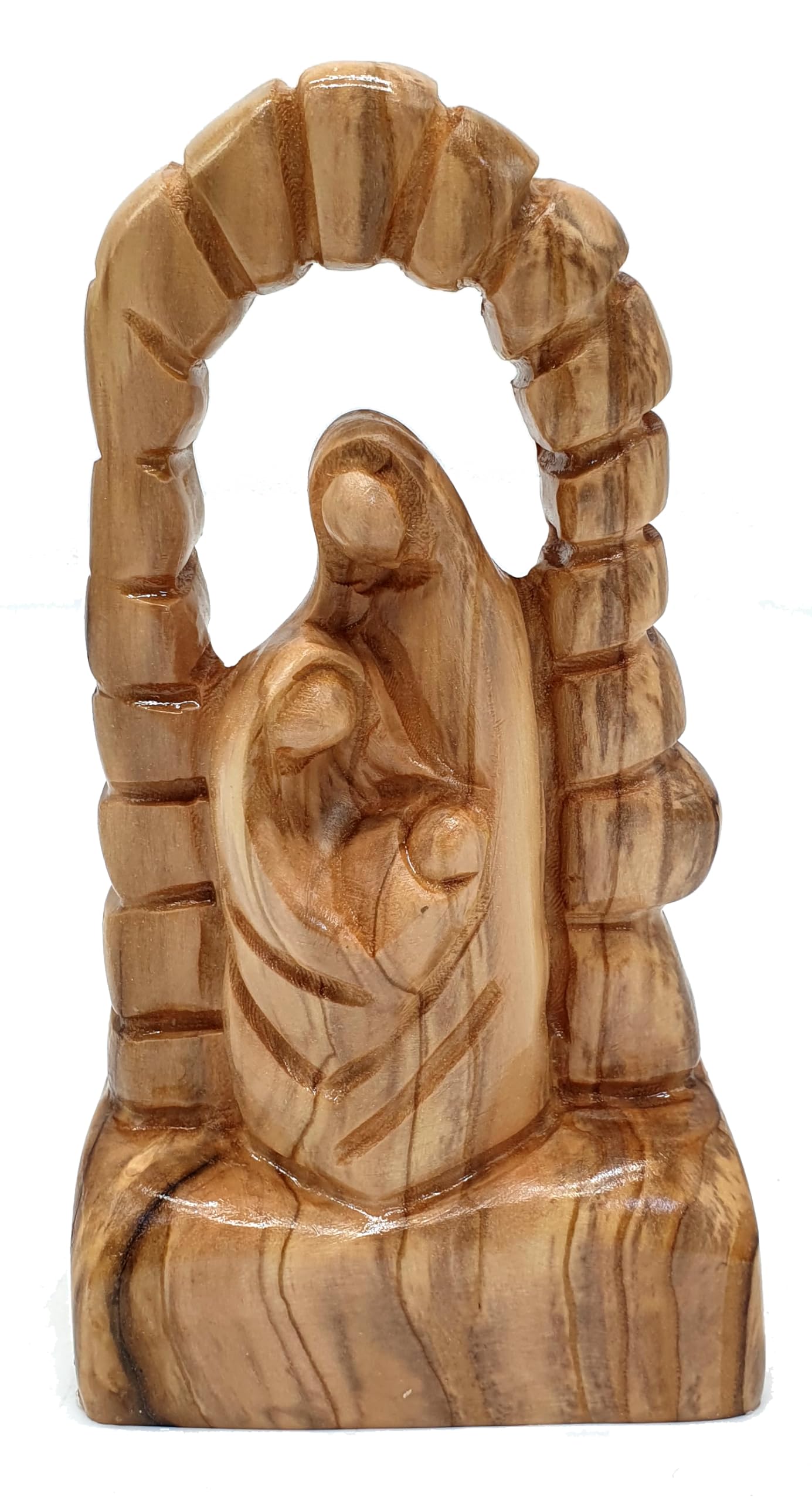 Zuluf Olive Wood Holy Family Nativity 5.9" - Hand Carved Joseph Mary Baby Jesus Statue Christmas Bethlehem Decor HOF062