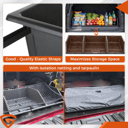 GEARLAST 52 inch Truck Bed Cargo Box, Truck Bed Organizers and Storage,Truck Bed Storage System with Isolation Netting and Tarpaulin, Tailgate-Slide Design for Effortless Loading/Unloading