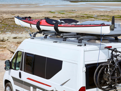 Thule Hullavator Pro kayak roof rack mount NEW - Lift-assisted kayak rack - 40 lbs of weight assistance - Waist high watercraft carrier - Corrosion-resistant cradles - Bow and stern tie-downs included
