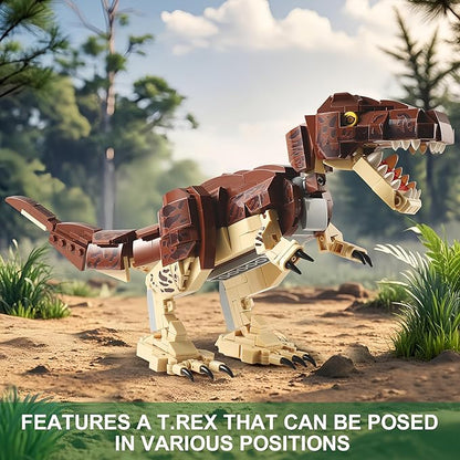 Dinosaur Toy Building Sets Build Mighty T.rex &amp Velociraptor Dinos World Building Kit for Boys and Girls Ages 6+ Year Old Gift Ideas for Birthdays (910 PCS)