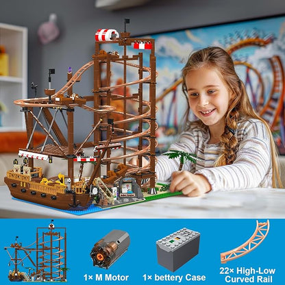 Roller Coaster Building Set Track Model Kit for Teens Boys Son Grandson Nephew Building Lovers. Kids Jigsaw Puzzle Christmas Birthday Gift -2174 Pieces (Double Helix)