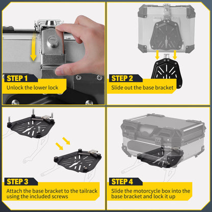 Gurblofy Motorcycle Top Box, 25L Aluminum Compact Motorcycle Top Case with Anti-Theft Lock System, Waterproof, Easy Installation with Universal Bracket, Back Cushion Included, Silver, GBTC-25S