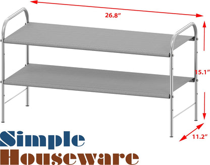 Simple Houseware 2-Tier Shoe Rack - Stylish Grey Storage Organizer for Home Entryway