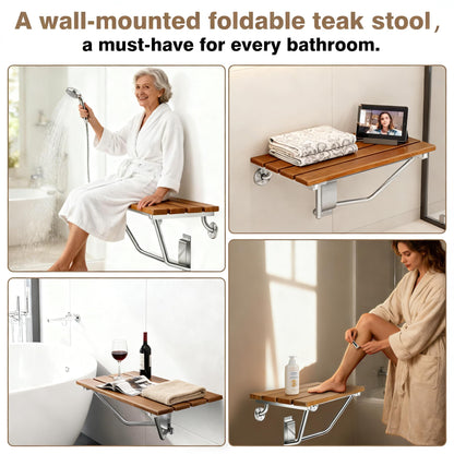 20'' Folding Shower Seat Wall Mounted, Folding Shower Bench with Stainless Steel Bracket, 500lb Load Capacity, for Elderly, Pregnant Women, Kids, Disabled