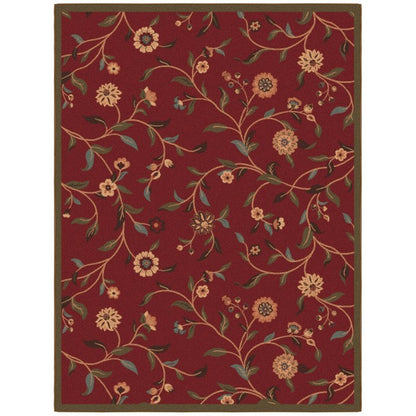 Ottomanson 5' x 6'6" Rugs for Living Room Floral Area Rug for Bedroom - Non Slip Durable Large Floor Carpet for High Traffic Areas - Indoor Rug for Dining Room Kitchen Kids Playroom, Red