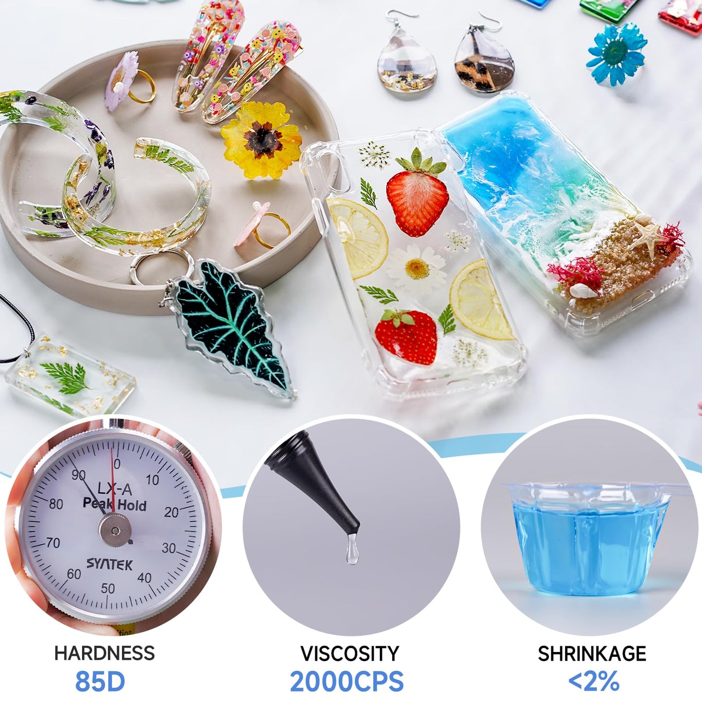 LET'S RESIN UV Resin,200g Low Viscosity Crystal Clear Ultraviolet Thin Epoxy Resin, Quick-Curing&Low Shrinkage UV Glue Kit for Crafts, Jewelry Making, Casting
