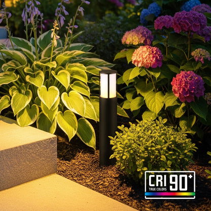 LEONLITE Low Voltage Bollard Pathway Lights, 5CCT 5W 12-24V 1800K/2700K/3000K/4000K/5000K Selectable, Wired LED Landscape Lighting for Lawn Yard Walkway Driveway, Oil Rubbed Bronze Aluminum, Pack of 4