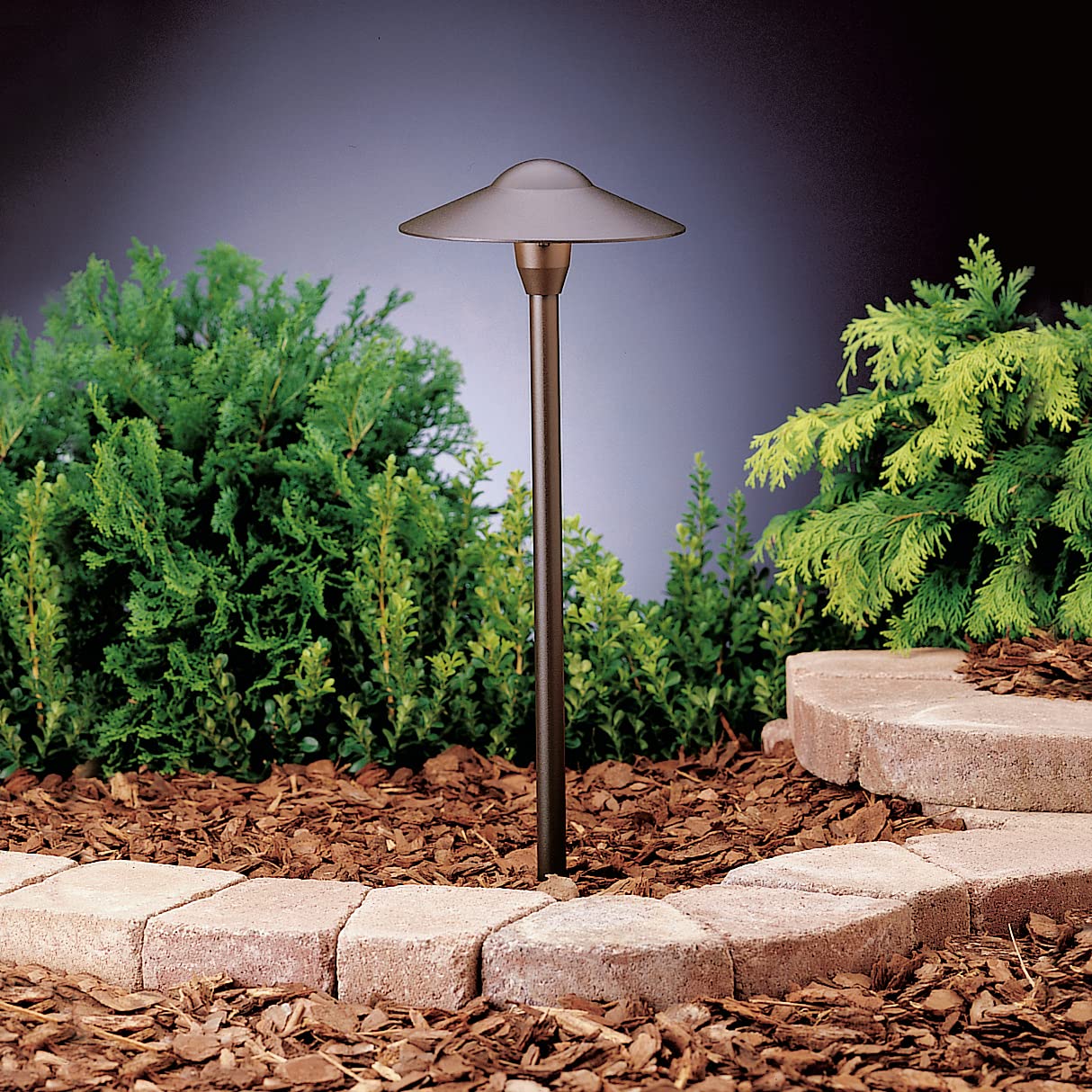 Kichler 8" Outdoor LED Path Light in Textured Architectural Bronze , 12V Adjustable Exterior Dome Light, (8.25" W x 21" H), 15310AZT