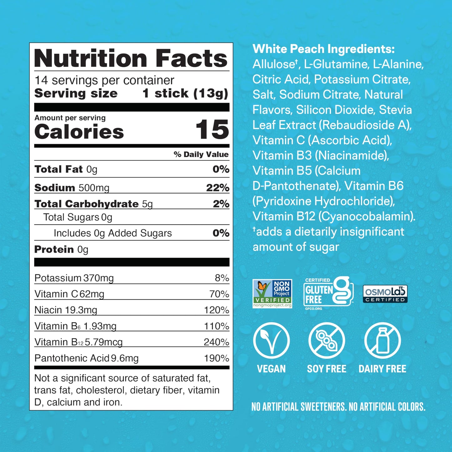 Liquid I.V.® Hydration Multiplier Sugar-Free - White Peach | Electrolyte Powder Drink Mix | 1 Pack (14 Servings)