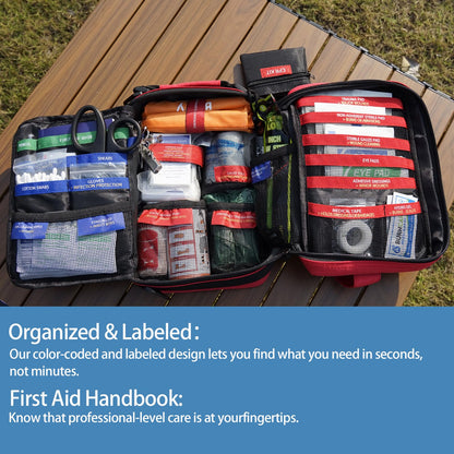 Besst Survivor Comprehensive First Aid Kits- Advanced Trauma Kits with Labeled Compartments, Large Emergencies Medical Kits for Car, Home, Camping and Outdoor Emergencies -324Piece Set