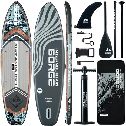 11'x34 Ultra Wide Paddleboard, Inflatable SUP&420lb Capacity for All Skill, Stand-up Paddle Board for Yoga/Family, EVA Deck, US Fin, High-Pressure Pump, 100L Bag, Safety Leash