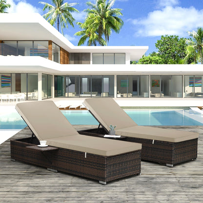 Comcaver Outdoor Chaise Lounge Cushion Set of 2, Fadesafe Water-Repellent Lounge Deck Reclining Chair Cushions for Patio Furniture Lawn Pool Resort Hotel, 80x26x3 Inch, Cream