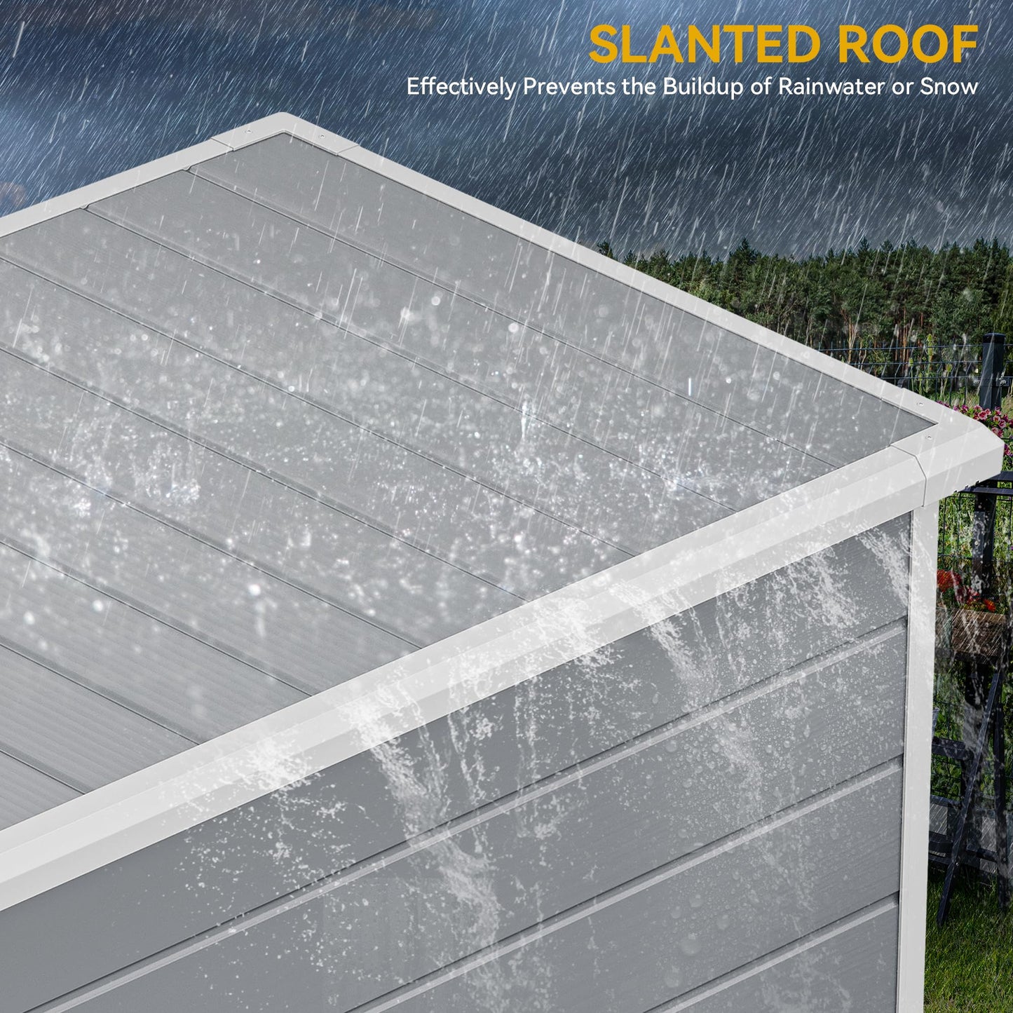 DWVO Outdoor Storage Shed, All-Weather Resin Plastic Storage Shed with Windows, Slanted Roof, Raised Floor, Capacity for Garden Tools & Equipment, Ideal for Backyard & Garden (Gray, 5X3FT)
