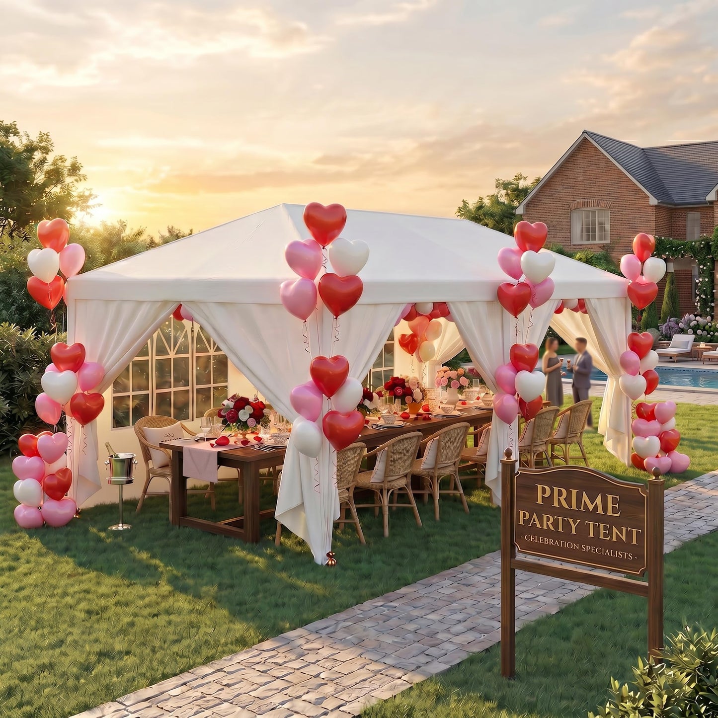 HOTEEL 10x20 Party Tent Outdoor Canopy Tents for Parties with 6 Removable Sidewalls & 2 Doors, Carpas para Fiestas Waterproof for Gazebo Large Backyard Shelter Patio Wedding Events Tent BBQ White