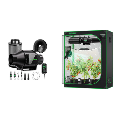 VIVOSUN Smart Air Filtration G4 Kit 4" and S425 2x4 Grow Tent, 48"x24"x60" High Reflective Mylar Grow Tents with Observation Window and Floor Tray for Hydroponics Indoor Plant for VS2000