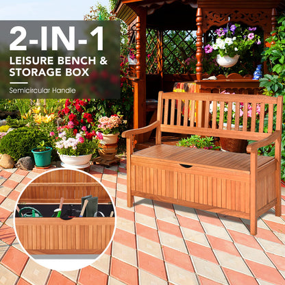 DORTALA 42'' Wooden Outdoor Storage Bench Large Deck Box, Entryway Storage Bench w/Inner Removable Dustproof Lining and Portable Handles for Patio Garden Balcony Yard Living Room