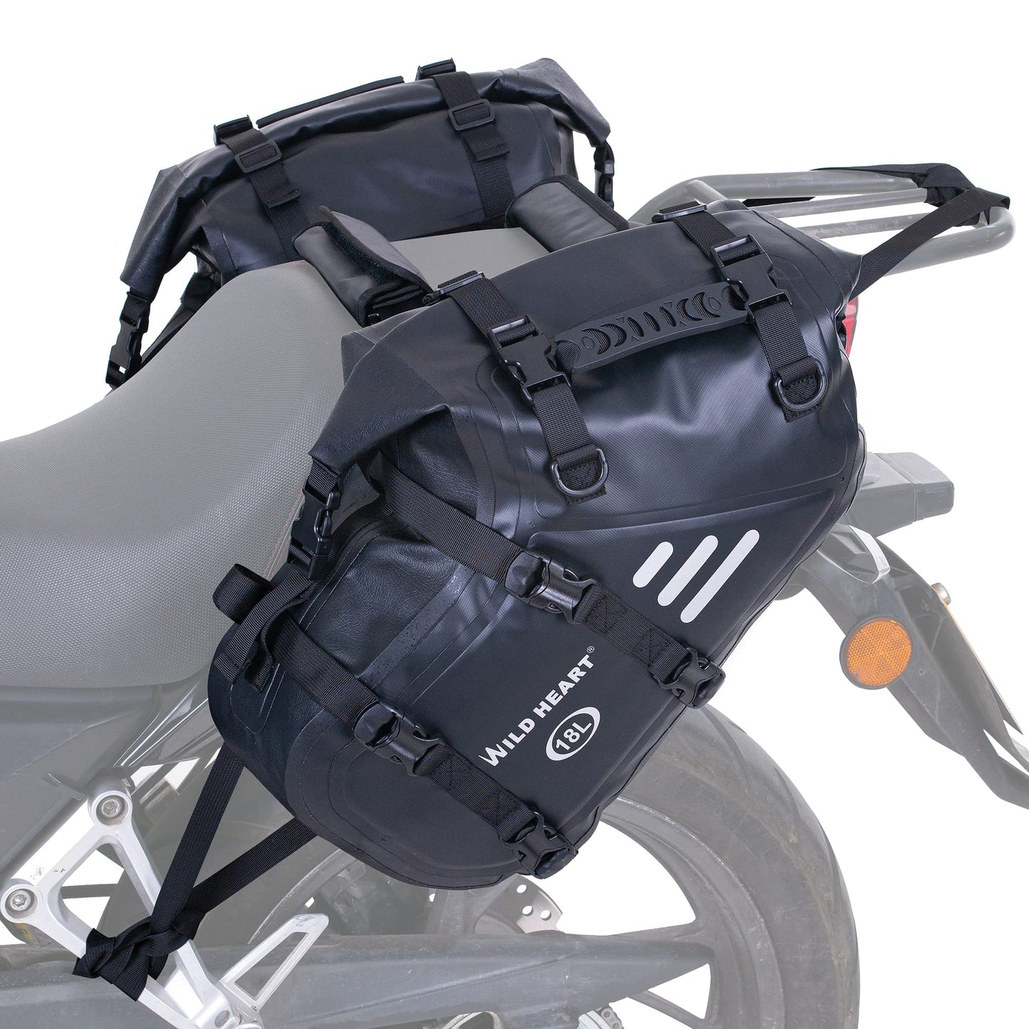 WILD HEART Motorcycle Saddlebags Waterproof 36L (18L*2) Side Saddlebags Pannier Bag Trunk Motorcycle Accessory Riding Storage Space (18L*2,Black)
