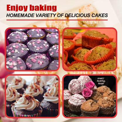 keliwa 2PCS Thicken-12 Cup Silicone Muffin Pan - Cupcake Baking Pan Great for Making Muffin Cakes, Tart, Bread -Non - Stick Silicone Mold/Dishwasher - Microwave Safe